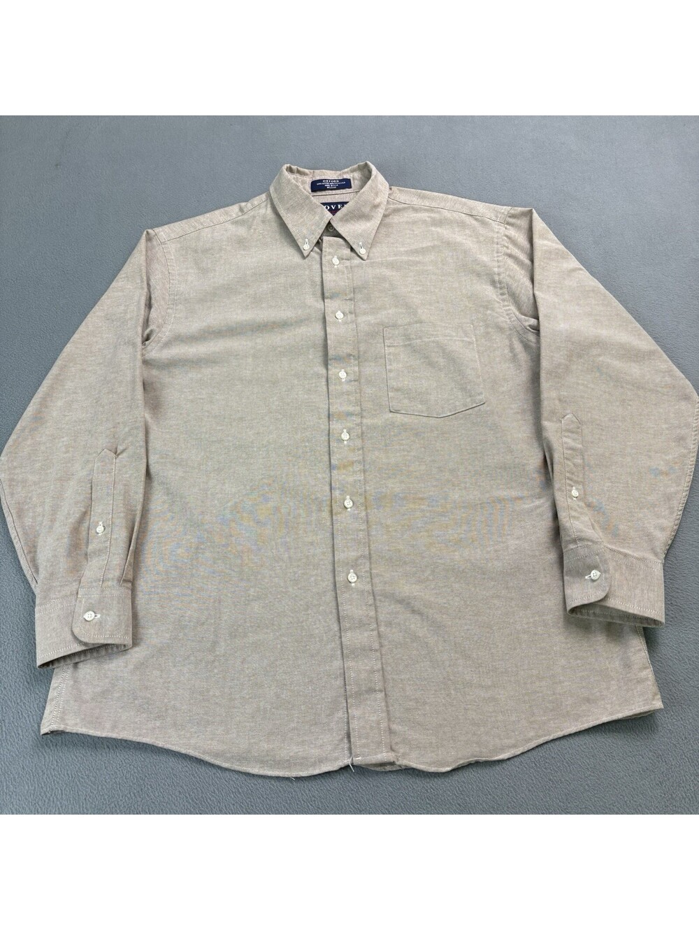 Vintage Dover Arrow Oxford Button Up Shirt Size XL Beige Tan